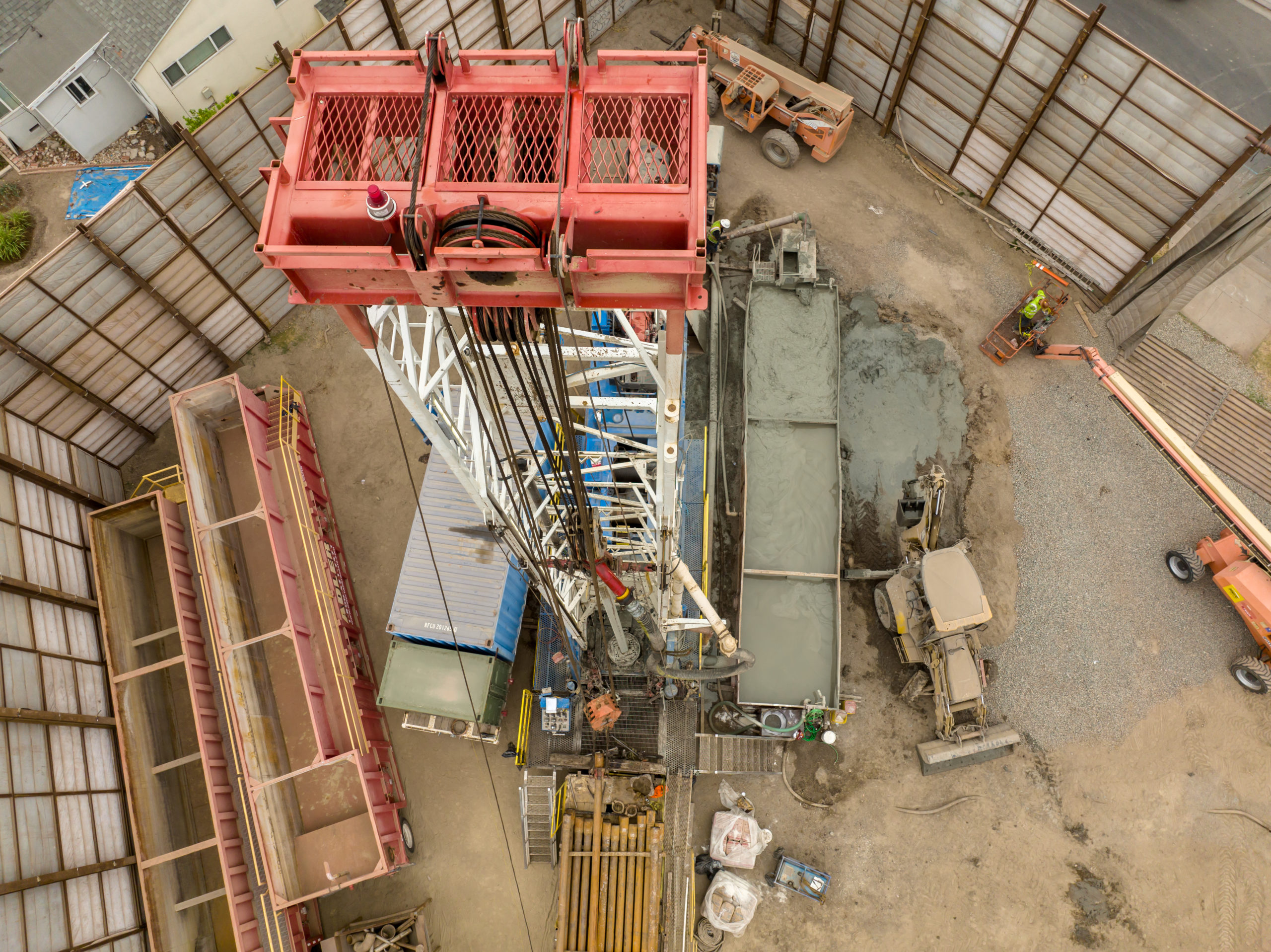 Top of a water drilling rig in Long Beach, Ca