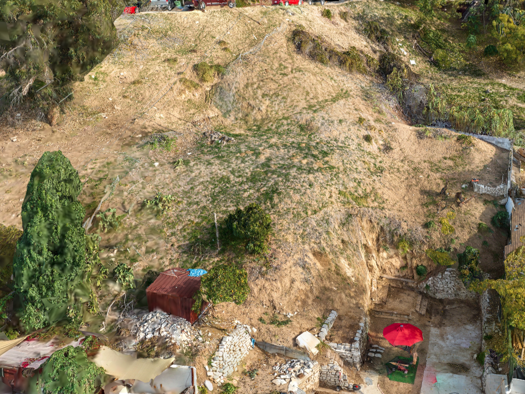 3D model of hillside behind a house